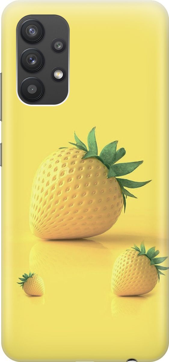 

Силиконовый чехол на Samsung Galaxy A32 с принтом "Желтая клубника", Черный, 7118