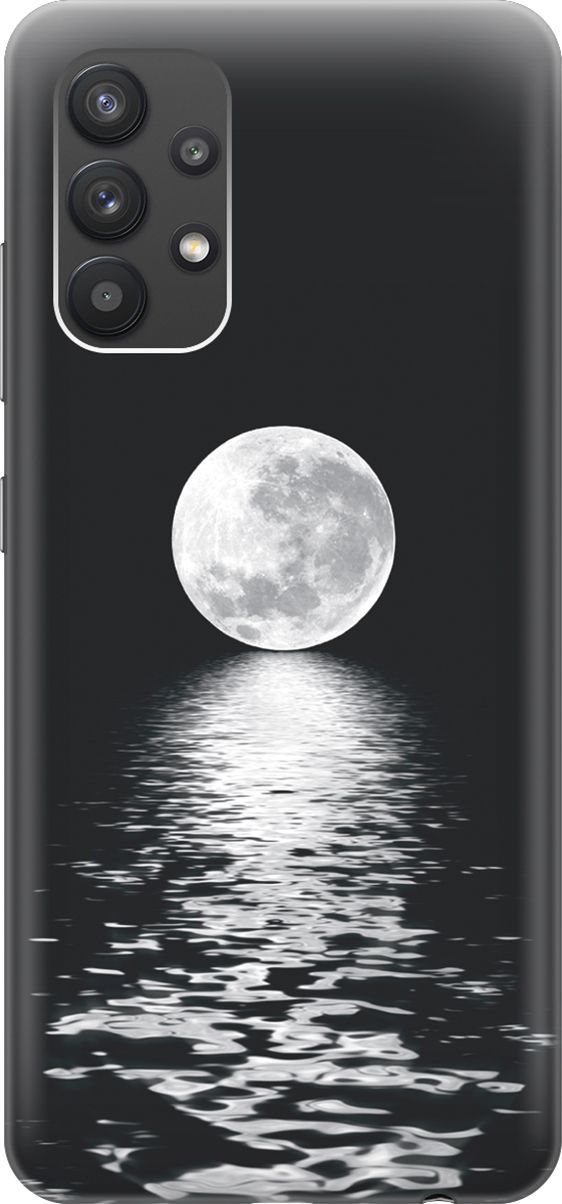 

Силиконовый чехол на Samsung Galaxy A32 с принтом "Луна над морем", Белый;черный, 7117
