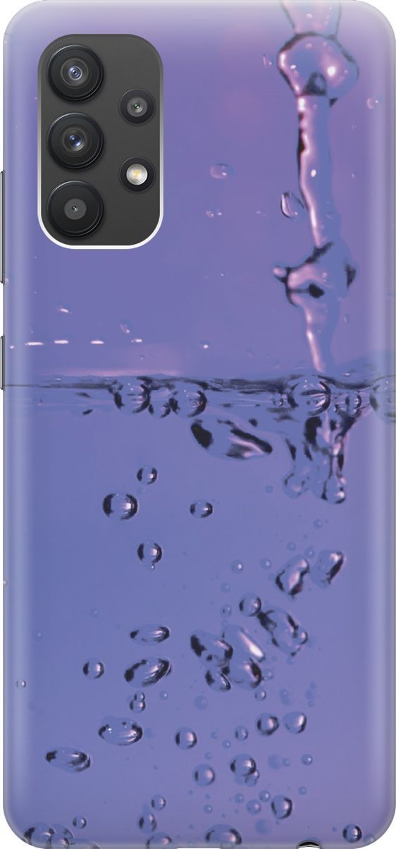 

Силиконовый чехол на Samsung Galaxy A32 с принтом "Капли на сиреневом", Синий;фиолетовый, 7116