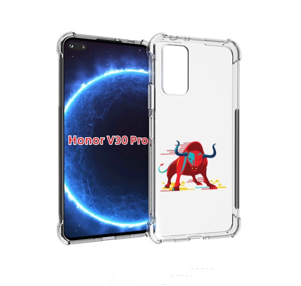 

Чехол бампер MyPads Красный-бык для Honor V30 Pro, Прозрачный, Tocco