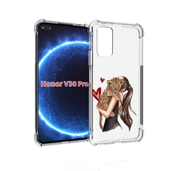 

Чехол бампер MyPads Кошачья-любовь для Honor V30 Pro, Прозрачный, Tocco