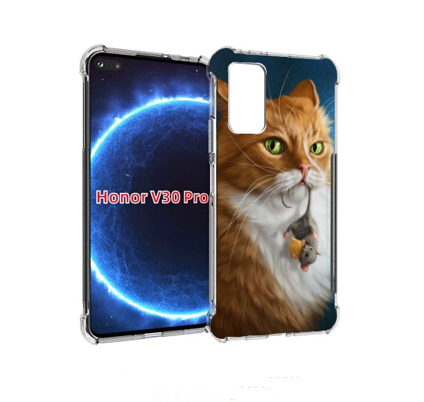 

Чехол бампер MyPads Кот-и-мышь для Honor V30 Pro, Прозрачный, Tocco