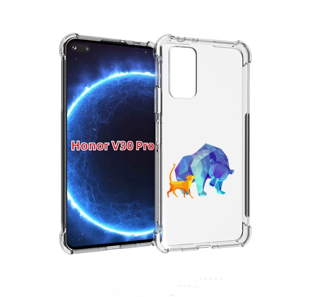

Чехол бампер MyPads Кот-и-медведь для Honor V30 Pro, Прозрачный, Tocco
