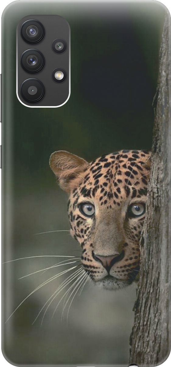 

Силиконовый чехол на Samsung Galaxy A32 с принтом "Подглядывающий леопард", Зеленый;коричневый, 7114