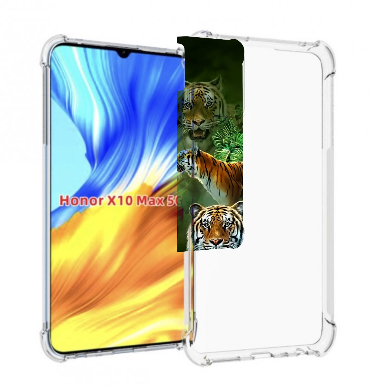 

Чехол MyPads Тигры для Honor X10 Max, Прозрачный, Tocco