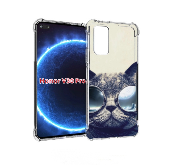 

Чехол бампер MyPads Кот-в-очках-2 для Honor V30 Pro, Прозрачный, Tocco