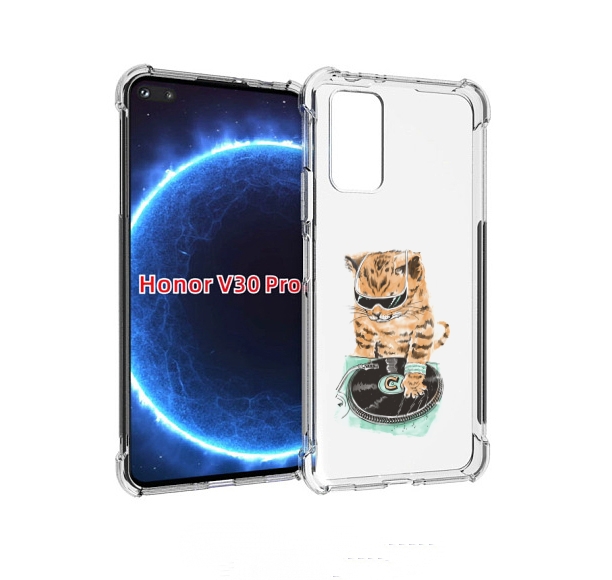 

Чехол бампер MyPads Кот диджей для Honor V30 Pro, Прозрачный, Tocco