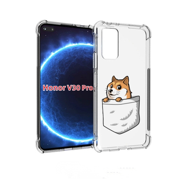 

Чехол бампер MyPads Корги в кармане для Honor V30 Pro, Прозрачный, Tocco
