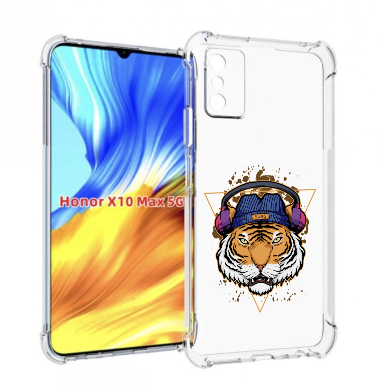 

Чехол MyPads Тигр-Свэг для Honor X10 Max, Прозрачный, Tocco