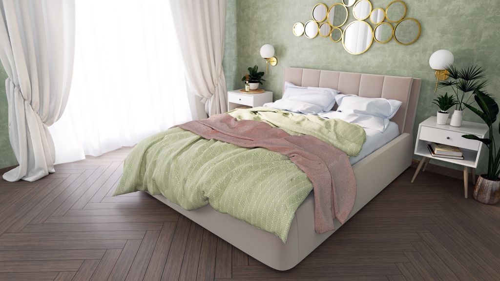 Кровать двуспальная MyCloud Болеро 160x190 с мягкими подушками в изголовье