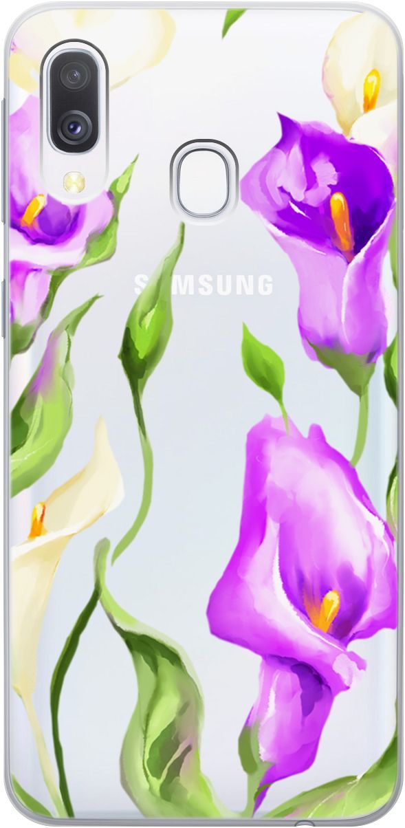 

Чехол на Samsung Galaxy A40 с принтом "Amazing Callas" прозрачный, Прозрачный;фиолетовый, 5375