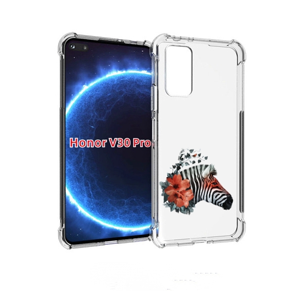 

Чехол бампер MyPads Зебра с цветами для Honor V30 Pro, Прозрачный, Tocco