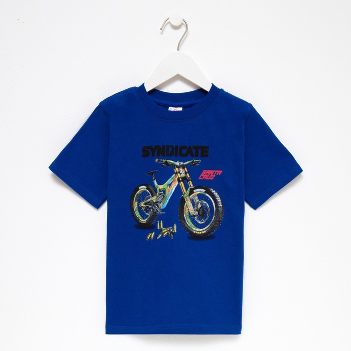 фото Футболка для мальчика, синий/велосипед, 116 ata kids
