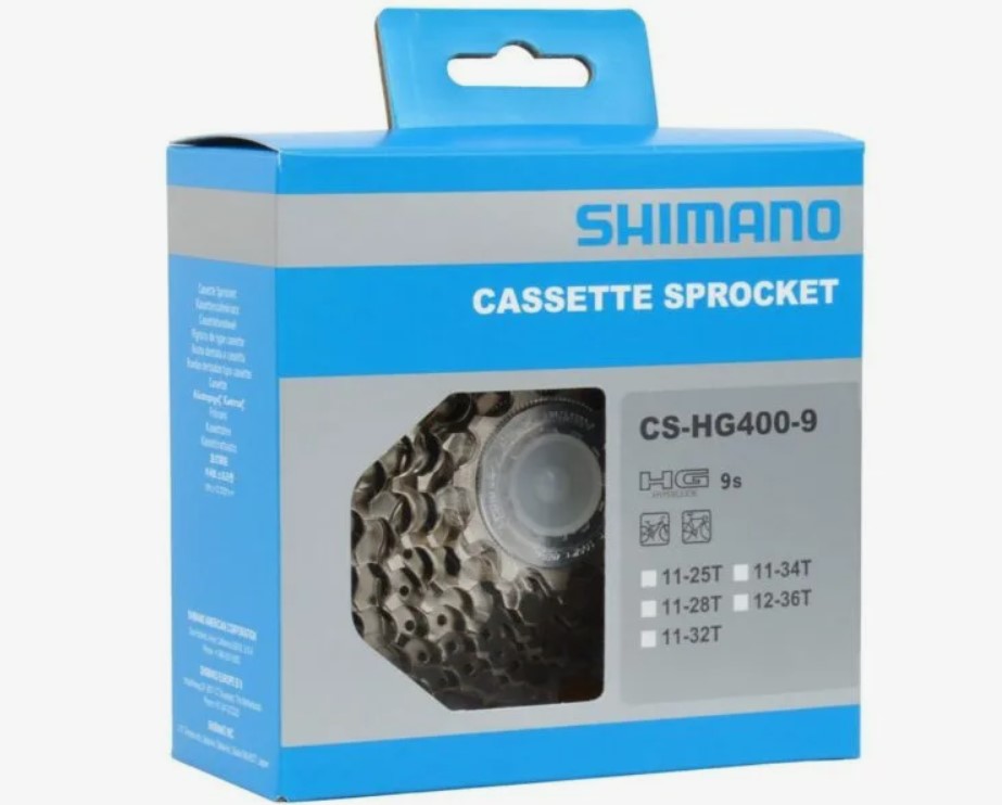 

Кассета 9 скоростей 11-34Т SHIMANO CS-HG400-9 в коробке, Серебристый, CS-HG400-9