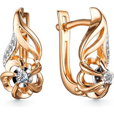 

Серьги Цветы с 10 бриллиантами из красного золота Алкор 24334-100, 24334-100