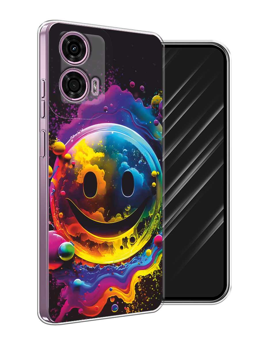 

Чехол Awog на Motorola Moto G24 "Кислотный смайл", Фиолетовый;желтый;синий, 243850-1