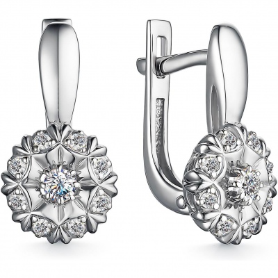 

Серьги с 18 бриллиантами из белого золота Алкор 24411-200, 24411-200