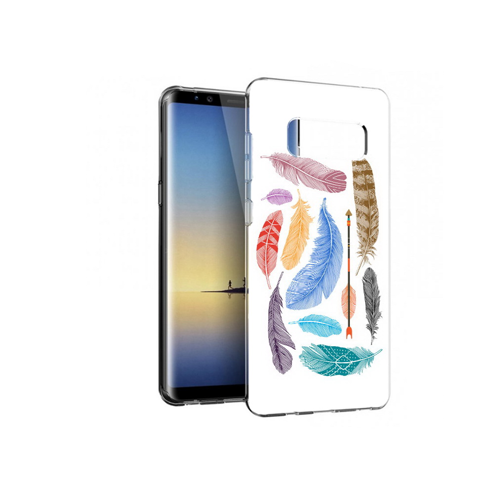 

Чехол MyPads Tocco для Samsung Galaxy Note 8 разноцветные перья, Прозрачный, Tocco