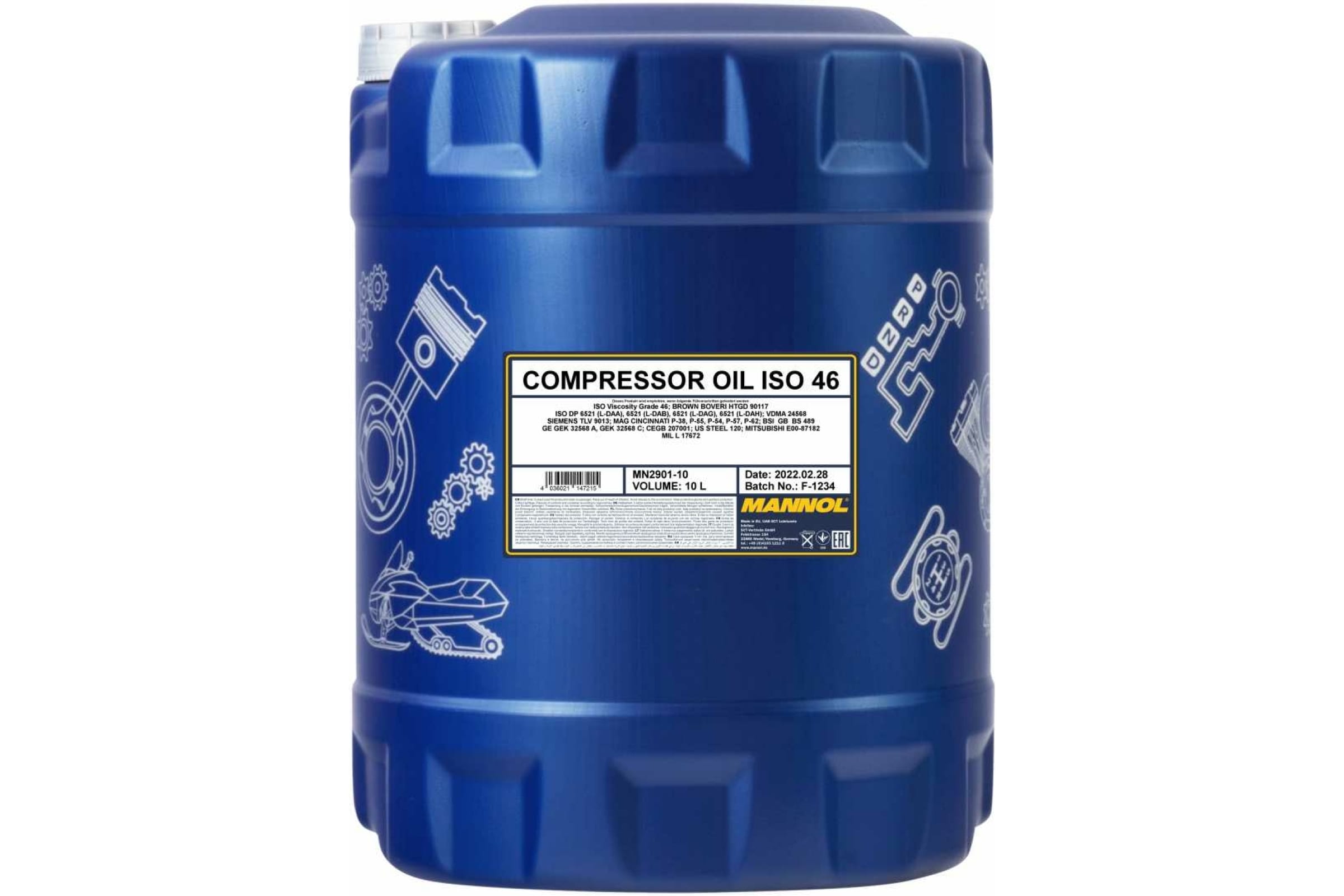 MANNOL COMPRESSOR OIL ISO 46 10 л. Минеральное масло для воздушных компрессоров 1496