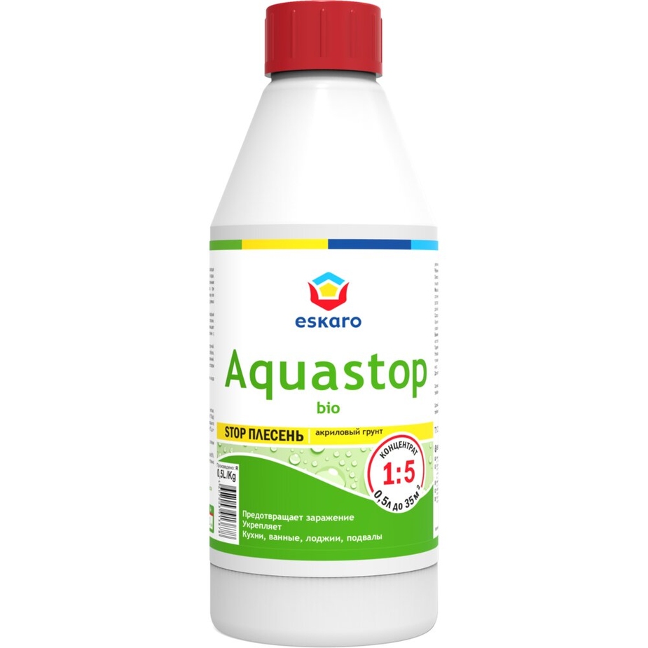 

Грунт акриловый Eskaro Aquastop Bio с фунгицидными и альгицидными свойствами, концентрат 1, Белый