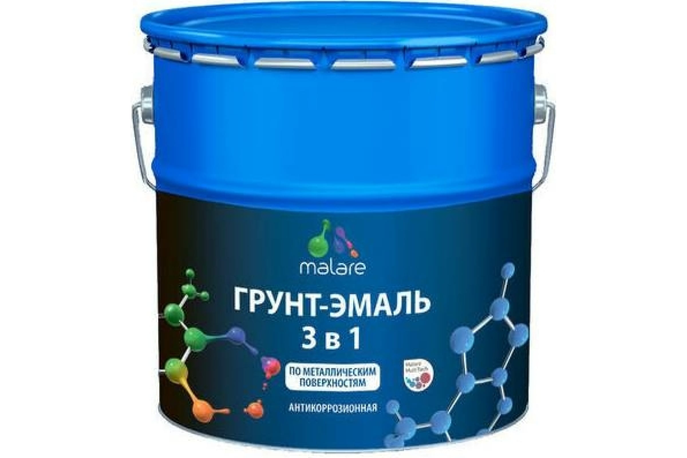 

MALARE MALARE Грунт-Эмаль 3 в 1 по ржавчине, акриловая, графитово-серый(темный), глянцевая