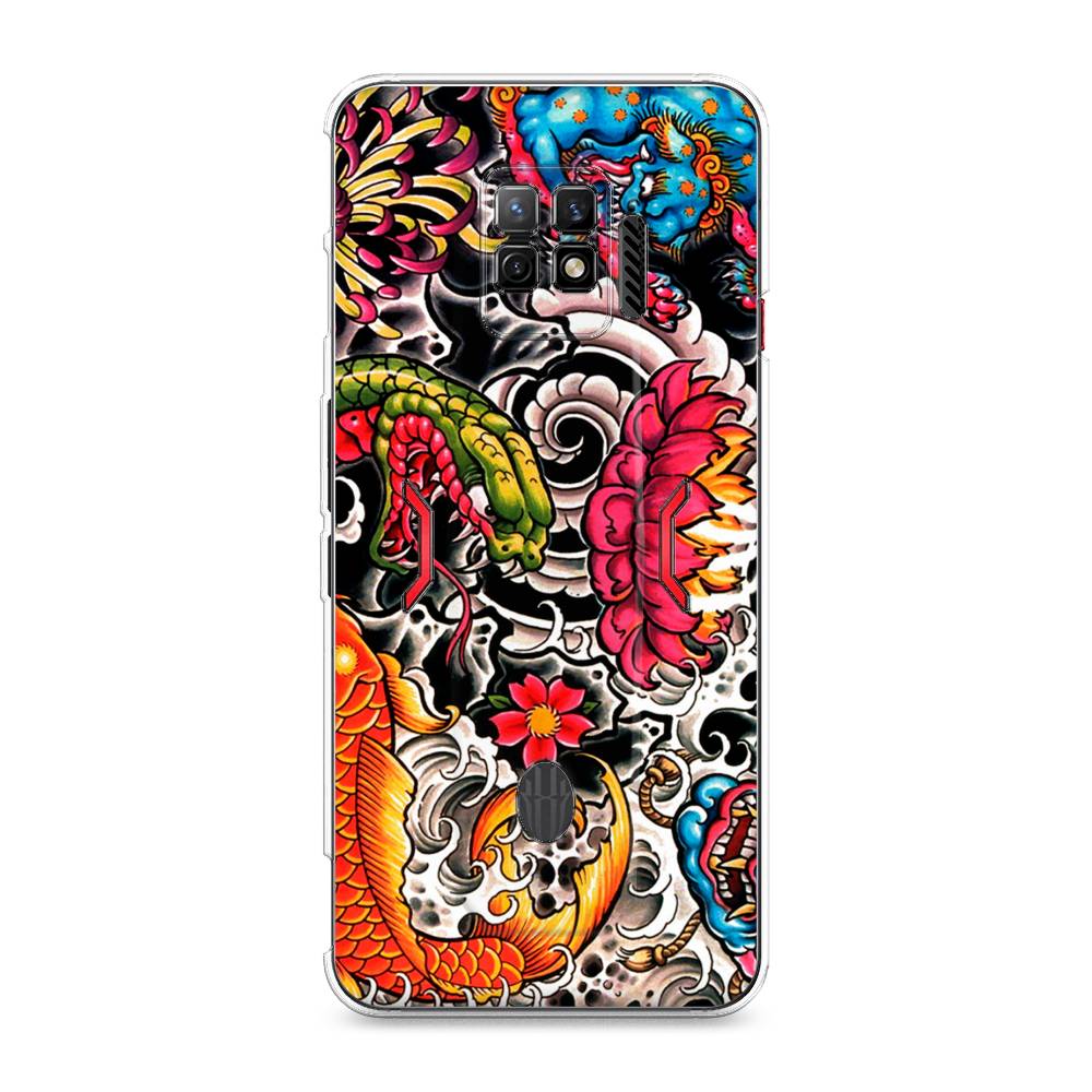 

Чехол на ZTE Nubia Red Magic 7 Pro "Японское искусство", Красный;оранжевый;голубой, 136050-4