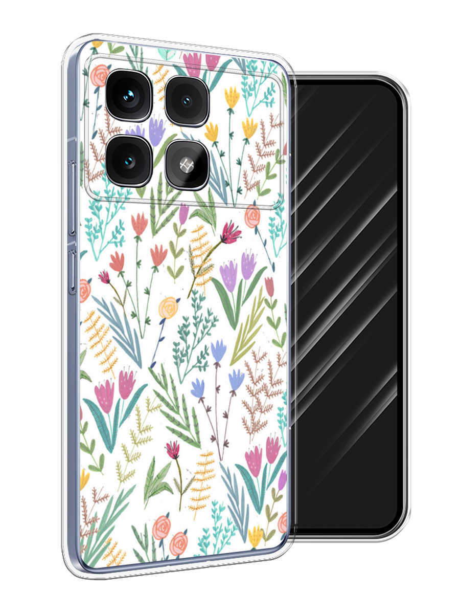 

Чехол Awog на Xiaomi Redmi K70 Ultra "Полевые цветы рисунок", Белый;зеленый, 323050-1
