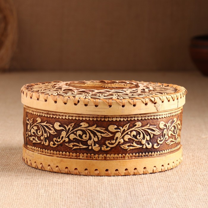 

Шкатулка "Заяц в цилиндре", 18,5х18,5х8 см,береста