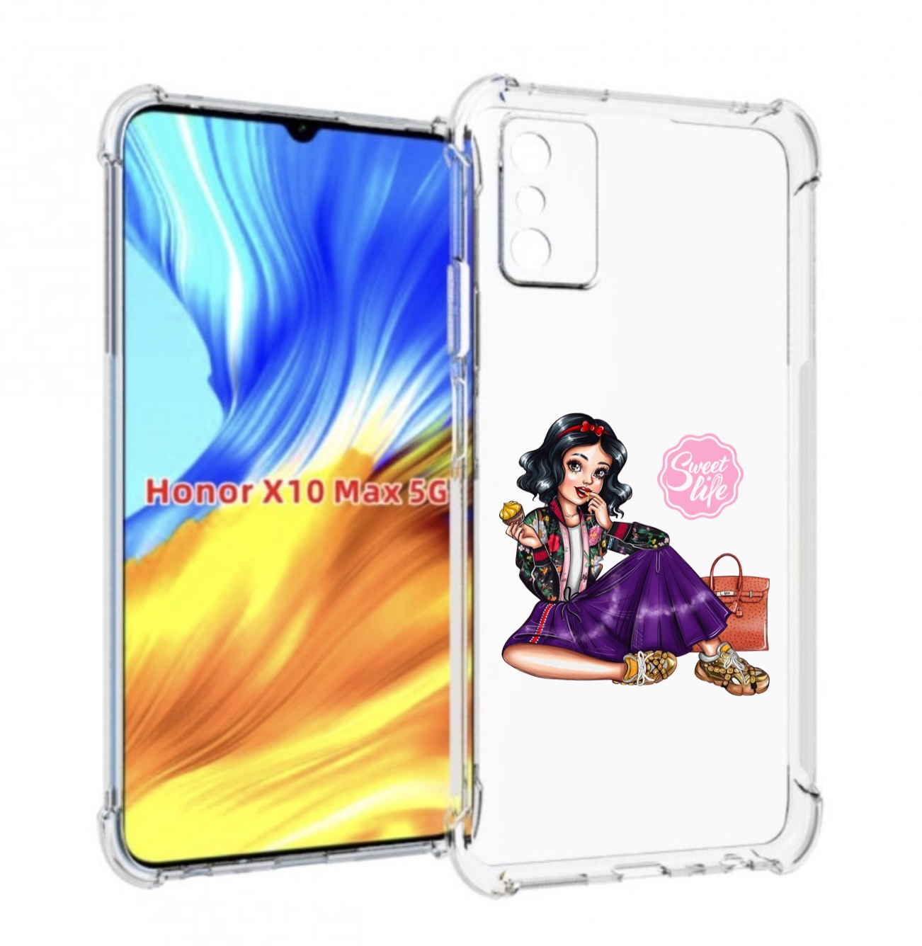 

Чехол MyPads Сладкая-жизнь женский для Honor X10 Max, Прозрачный, Tocco
