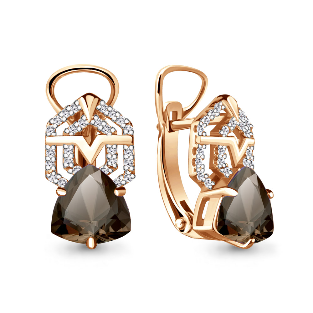 

Серьги из серебра с раухтопазом Aquamarine 4456701А_925_з, 4456701А_925_з