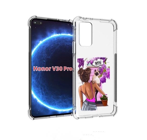 

Чехол бампер MyPads Девушка-с-котиком женский для Honor V, Прозрачный, Tocco