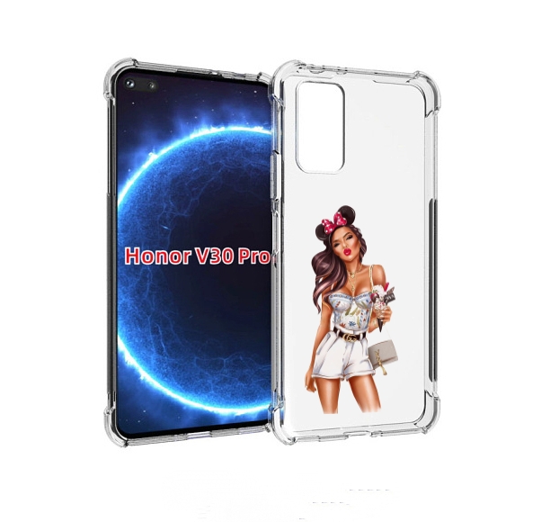 

Чехол бампер MyPads Девушка-микки для Honor V30 Pro, Прозрачный, Tocco