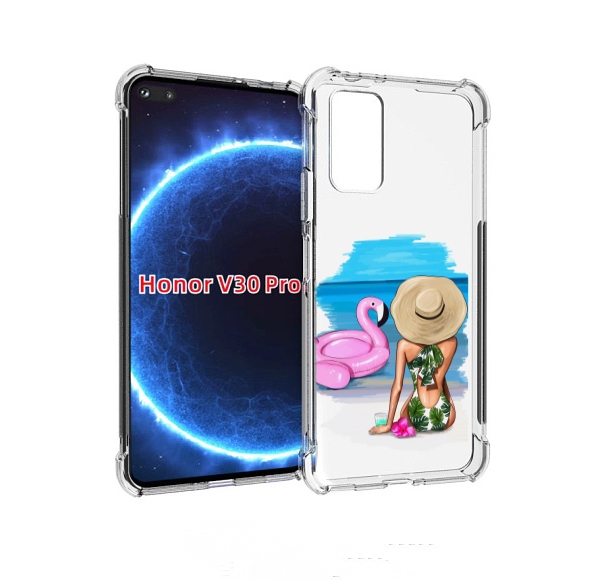 

Чехол бампер MyPads Девушка-и-фламинго женский для Honor, Прозрачный, Tocco