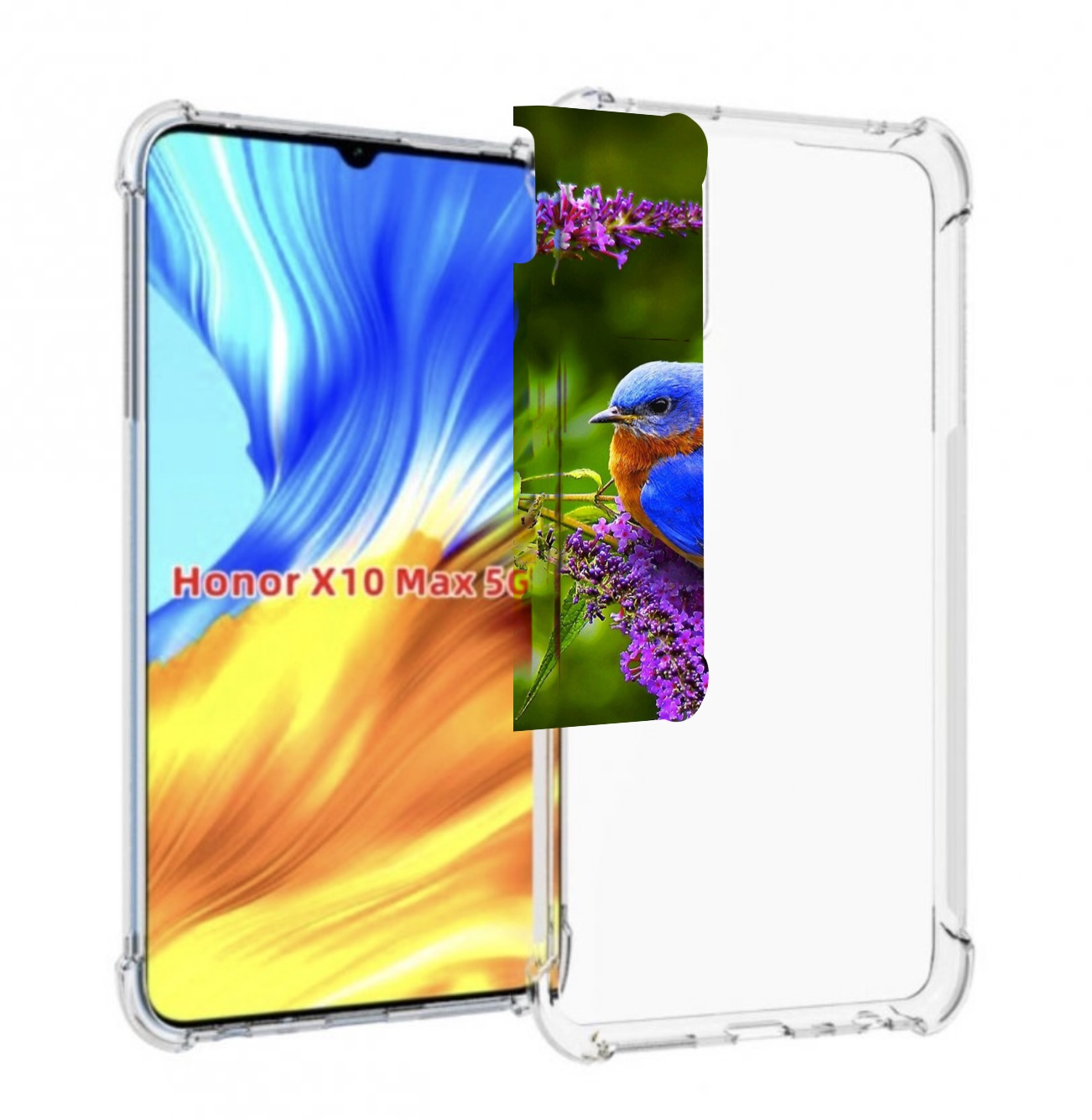 

Чехол MyPads Птица-сиреневая для Honor X10 Max, Прозрачный, Tocco