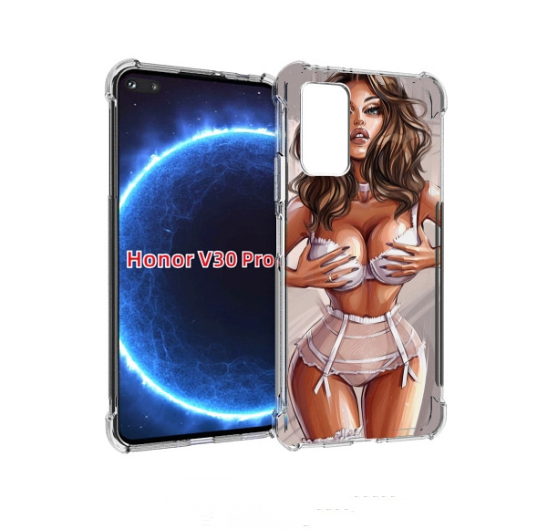 

Чехол бампер MyPads Девушка-в-кружевном для Honor V30 Pro, Прозрачный, Tocco