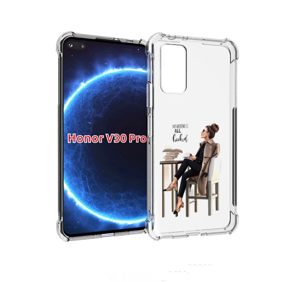 

Чехол бампер MyPads Девушка-в-кофейне для Honor V30 Pro, Прозрачный, Tocco
