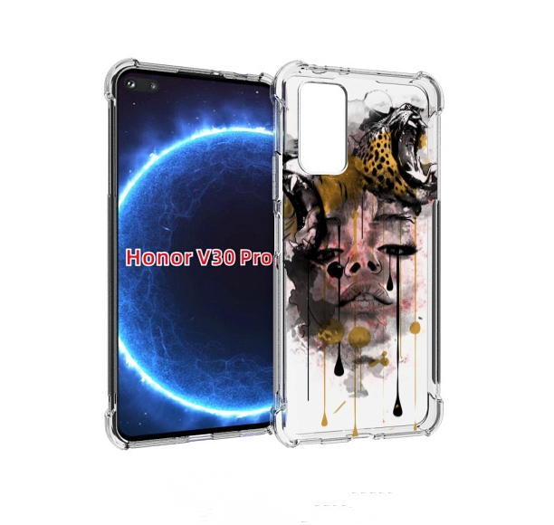 

Чехол бампер MyPads Девушка гепард женский для Honor V30, Прозрачный, Tocco