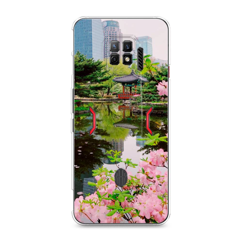 

Чехол на ZTE Nubia Red Magic 7 Pro "Сакура возле озера", Зеленый;розовый;голубой, 136050-2