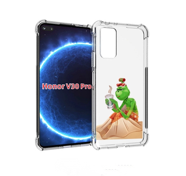 

Чехол бампер MyPads Гринч-в-платье для Honor V30 Pro, Прозрачный, Tocco