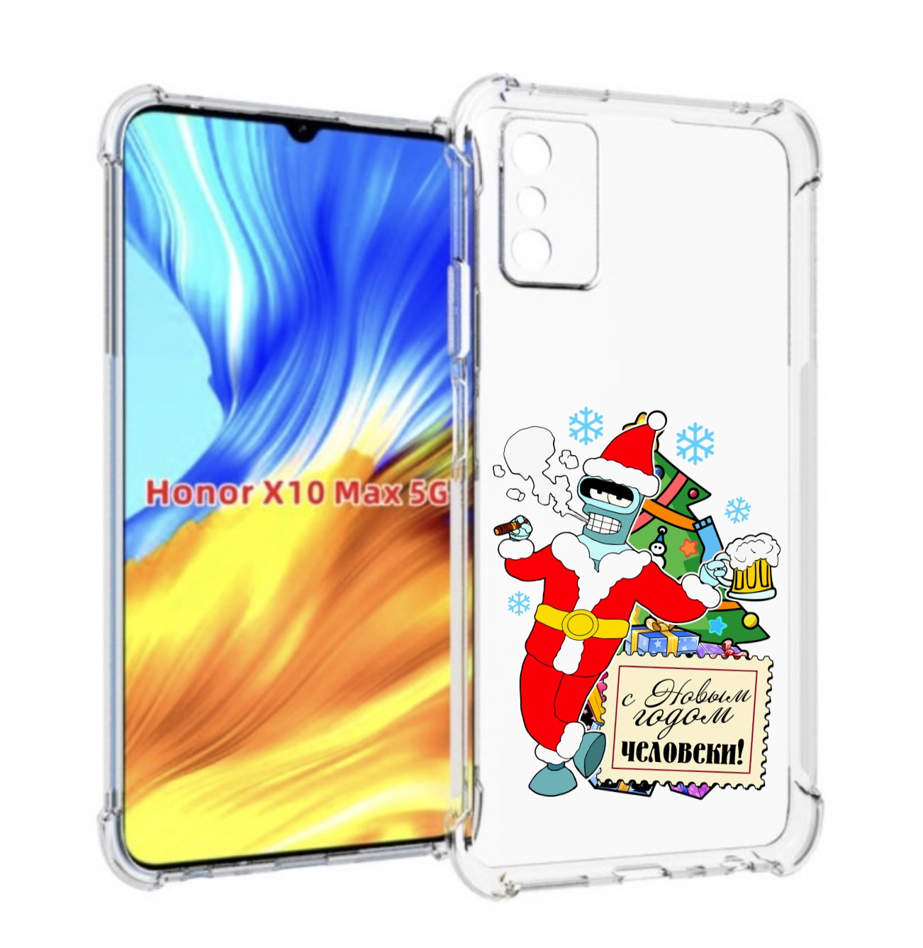 

Чехол MyPads С новым годом человеки для Honor X10 Max, Прозрачный, Tocco