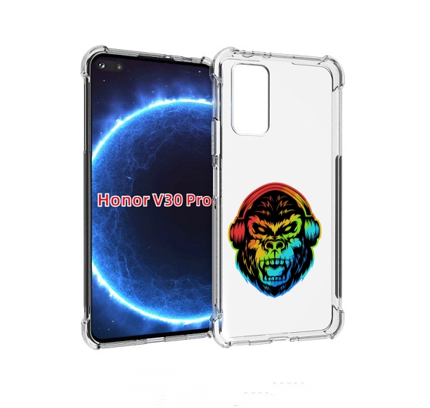 

Чехол бампер MyPads Горилла-в-наушниках для Honor V30 Pro, Прозрачный, Tocco