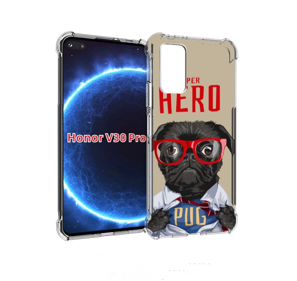 

Чехол бампер MyPads Герой-PUG для Honor V30 Pro, Прозрачный, Tocco