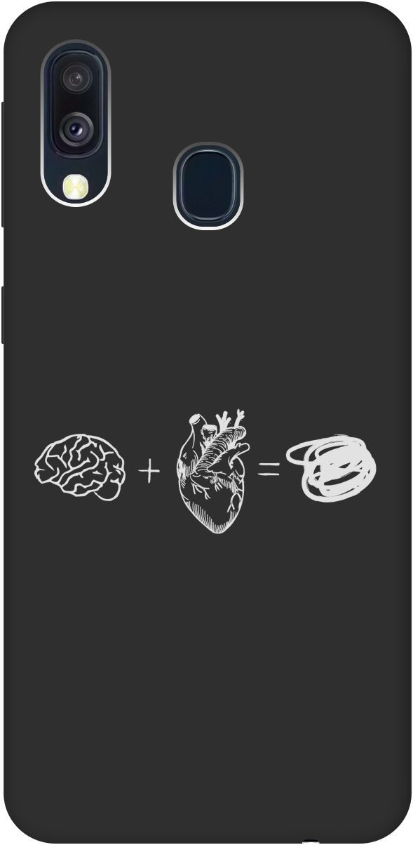 

Матовый чехол на Samsung Galaxy A40 с принтом "Brain Plus Heart W" черный, Черный;белый, 8413