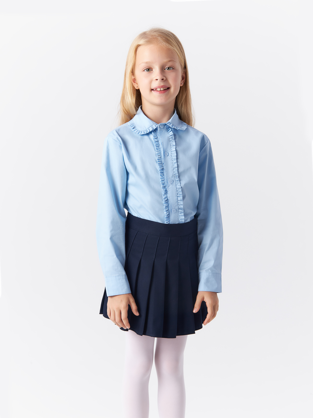 Блузка Yiwu Xflot Supply Chain детская, BS-2blue, размер 160 см блузка классическая с принтом сердечко белая button blue 170