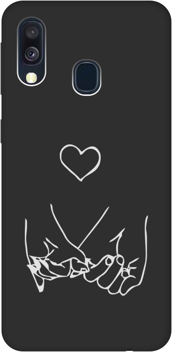 

Матовый чехол на Samsung Galaxy A40 с принтом "Lovers Hands W" черный, Черный;белый, 8413