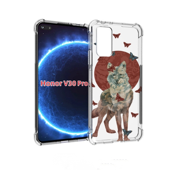 

Чехол бампер MyPads Волчица с бабочками для Honor V30 Pro, Прозрачный, Tocco
