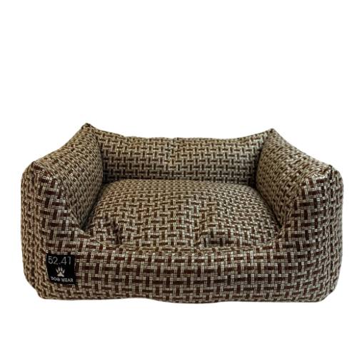Лежанка для собак SPLOOT со съемным чехлом коричневая из рогожки 60х80х22 см