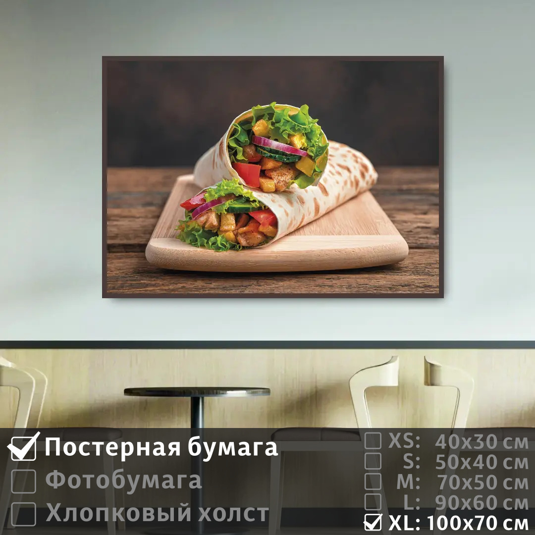 

Постер на стену ПолиЦентр Шаурма для кафе 100х70 см, ШаурмаДляКафе1