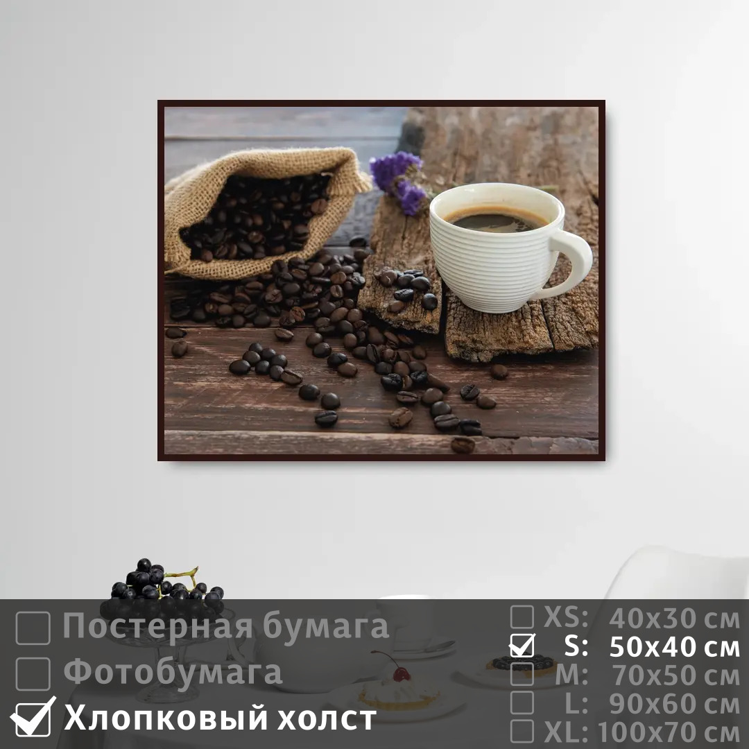 

Постер на холсте ПолиЦентр Утро отдых и кофе 50х40 см, УтроОтдыхИКофе