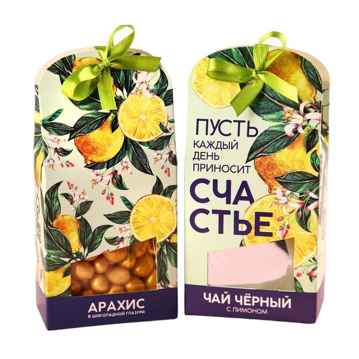 

Набор «Счастья», чай чёрный со вкусом лимон, арахис в шоколадной глазури, 100 г.